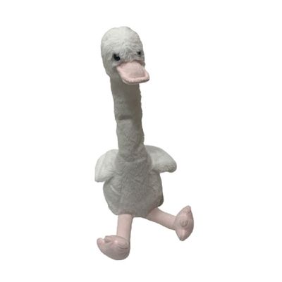 اسباب بازی مخمل دار اردک سفید 35 سانتی متری که در حال چرخاندن گردن صحبت می کند