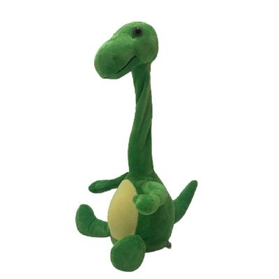 35 سانتی متر اسباب بازی مخمل دار دایناسور سبز ضبط و صحبت کردن در حالی که گردن می چرخد