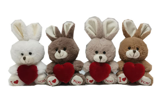 Tie Dye Soft Toys روز ولنتاین 4 خرگوش CLR با قلب قرمز