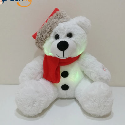 کریسمس چراغ روشنایی خرس مخمل خواب دار با کلاه بابا نوئل کودکان هدیه LED Bear اسباب بازی مخمل خواب دار کودکان