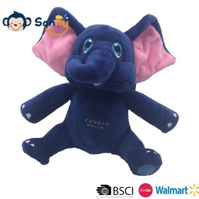 اسباب بازی بچه فیل مخمل دار آبی نرم 20 سانتی متری با گوش صورتی برای دکوراسیون منزل و سرگرمی خانوادگی