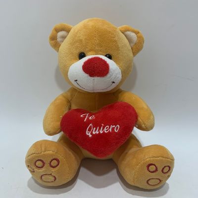 خرس مخمل دار زرد 20 سانتی متری با اسباب بازی های قلب قرمز اقلام مخمل دار زیبا برای روز ولنتاین