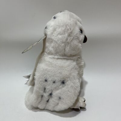 Realistic Snowy Owl White Owl Plush Toy Lifelike Amber Eyes Fluffy Feather Texture Standable Design